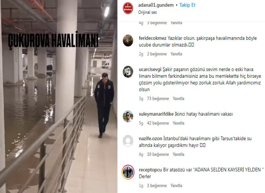 Üç buçuk ay önce açılan Çukurova Havaalanı’nın hem terminalini hem pistini su bastı! Birçok uçuş iptal oldu! Sosyal medyada vatandaş ateş püskürdü!